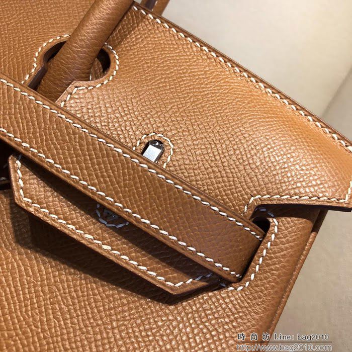 HERMES愛馬仕 鉑金包 Birkin 30cm Epsom 37 Gold 金棕 銀扣 頂級工藝 純手縫蠟線 時尚手提包  Ama1213